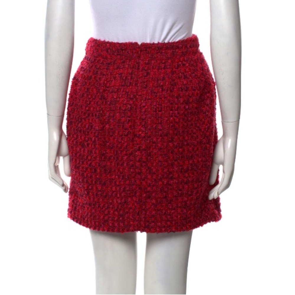 Red Tweed Donna Karan Pencil Skirt - Picture 3 of 8